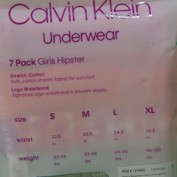 Calvin‎ Klein Girls Hipster Underwear - 7 Pack - Picture 3 of 4